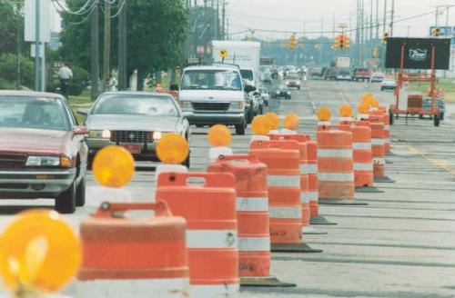 road construction - Cones that they put by the road during street construction
