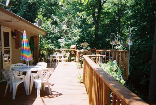deck - The deck extends the entire length of the back side of the house and as you can see it is surrounded with the most beautiful trees you have ever seen. deck - The deck extends the entire length of the back side of the house and as you can see it is surrounded with the most beautiful trees you have ever seen.