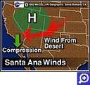 Santa Ana Winds Map  - Map of how the Santa Ana winds work 