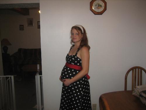 Pregnant me - This is me right before going to a wedding when I was 8 months pregnant.