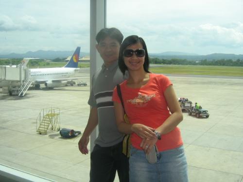 Davao arrival - Taken upon our arrival at Davao International Airport. With me is my fiance, Rey...
