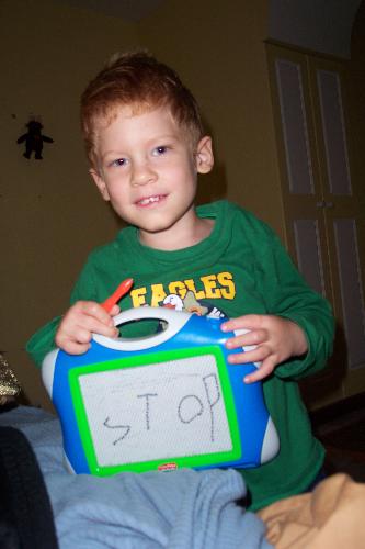 Dakota - This is the first word he was able to spell.