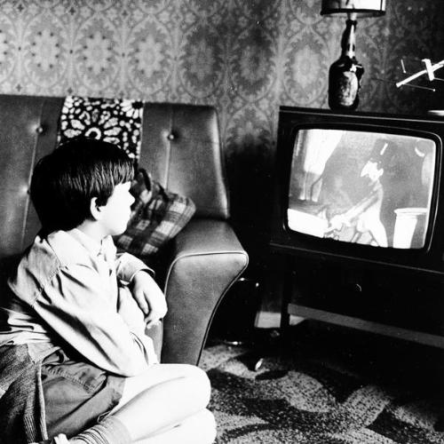 White&Black - Watching television in White&Black