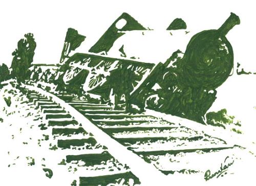 Derailed - Painted with acrylic on paper