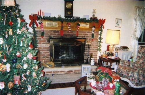 Wood burning fireplace. - My wood burning fireplace all decorated for the holidays. 