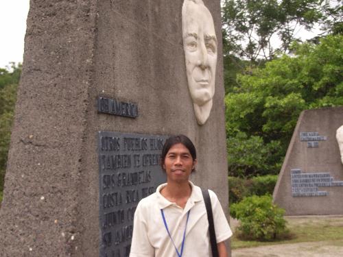 me - taken at UPeace campus on my first day in school. at the background are the monuments of great peace advocates and their influential statements