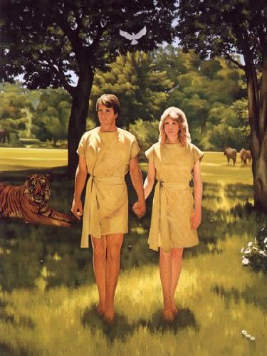 human - adam and even holding hands