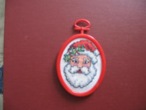Santa Claus Cross Stitch Ornament - Cute little ornament that I made. Currently for sale of Etsy.