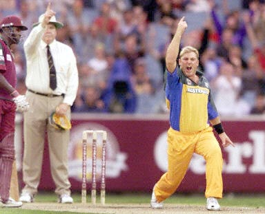 Shane Warne - Shane Warne delighted after taking a wicket...