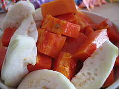 papaya & guava - Papayas are an excellent fruit for antioxidants. Guava's are cholesterol, saturated and sodium free, plus low in fat and calories.