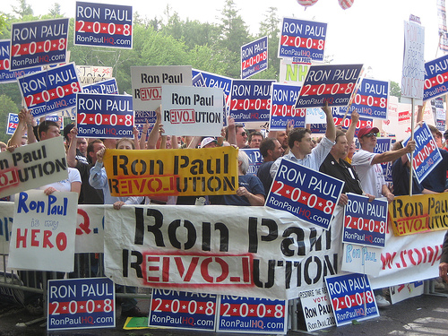 ron paul revolution - Ron paul supporters at the 2007 Iowa straw poll, Ames, Iowa