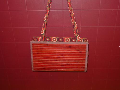 placemat purse - Placemat purse,handmade out of a beautiful rich brown placemat and a gorgeous red material.