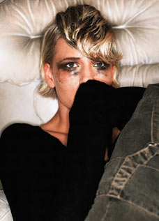 crying - crying girl, in bed