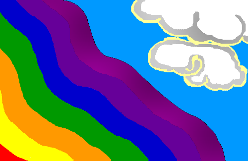 Drawing - Rainbow with Blue sky and clouds