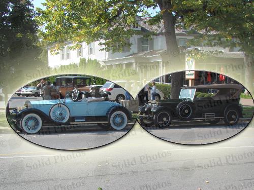 Classic Cars - This picture highlights two classic cars parked on the main street of Niagara on the lake. We wish that we owned the baby blue colored car. It is gorgeous.
