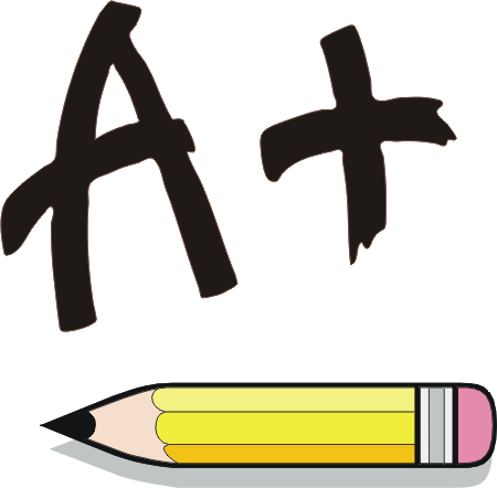 aplus and a pencil - a symbol for a positive score or feeback