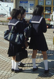 High School students - These are japanese high school students. we have uniforms here in the Philippines too, but i cant find a nice picture :)