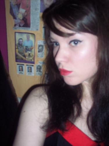 me - Back when I had my dark hair, about to go out for my birthday but do i look happy? nope.