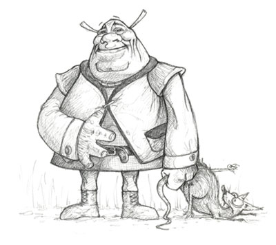shrek on sketch - shrek is a story about a large intimidating, green, solitude-loving ogre who lives a quiet life in his home in a swamp. the film is third on Bravo's 100 funniest movie...great