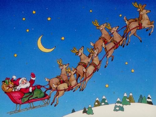 Santa riding in a sleigh - Santa