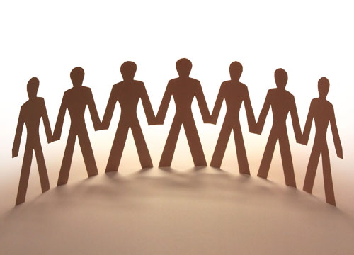 Networking - A chain of people representing a network