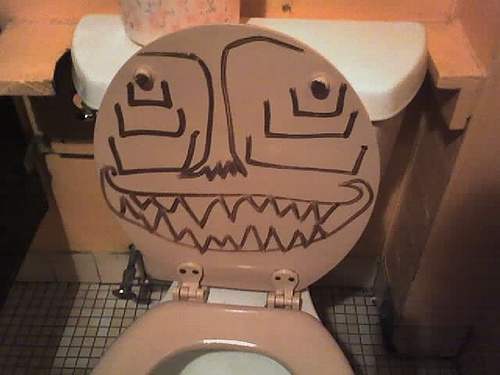 Do you wipe the toilet seat before use? - A picture of a cute toilet bowl. Photo source: http://farm1.static.flickr.com/42/125443828_2f1191f562.jpg?v=0 .