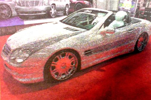 Diamond Studded Mercedes - A Mercedes customized with fake diamonds is shown during the Los Angeles Auto Show. Apparently, it was also featured in a Dubai Auto Show as well.
