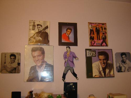Elvis Wall - Various Elvis items collected over the years.