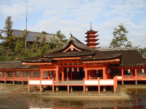 Itsukushima Shrine -  This is a place where lots of people worship.  It's been said to be thousands of years old