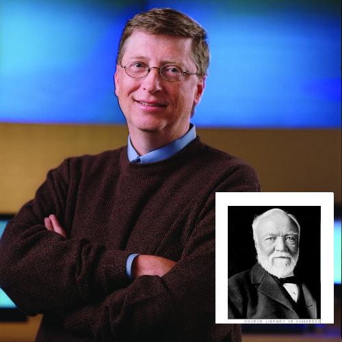 Two Rich Philanthropists: Gates & Carnegie - Andrew Carnegie and Bill Gates both have a history of being philanthropic. A philanthropist is an often rich individual who gives tax deductible money to a cause of choice.