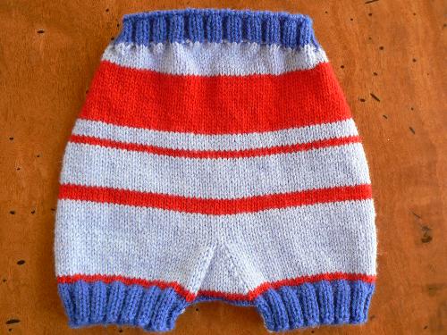 Knitting - This is a baby soaker, I knitted myself and it is my own pattern, the photo is the back side only.