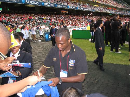 John Utaka signing Autographs! - John Utaka signing Autographs for the Hong Kong fans during the summer barclay tournament.