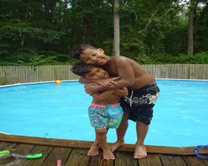 Manny and Harrison loving each other - Manny my oldest grandson and Harrison now the middle. These are the best grandson's any Nana could have. Manny will be 11 in January and Harrison will be seven in April. They now have a new brother Kostas.