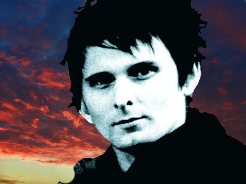 Matt Bellamy - A picture of Matthew Bellamy's face, taken from the famous Muse poster that is in black and white with the trio leaning against a wall. I photoshopped it a bit to make it more interesting :)