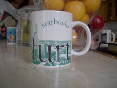 Starbucks Frankfurt - My brother-in-law got me this mug when he attended an Expo or is it a Trade Show for cars or something but anyway I'm thankful for this big favor 'coz if not I won't be able to have a Frankfurt starbucks mug if not for him.