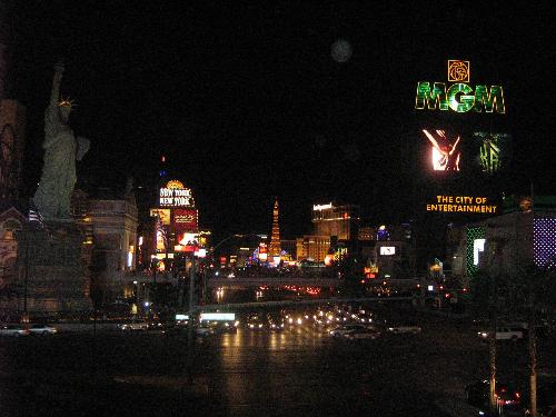 The Vegas Strip at Night - This is the Vegas Strip at night. The lights were all very pretty and the city was very much alive even if it were early in the morning already.