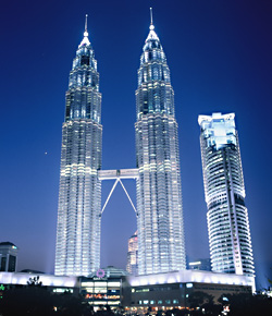 The Petronas Twin Towers -  The once tallest building in the world, Petronas Twin Towers located in Kuala Lumpur Malaysia