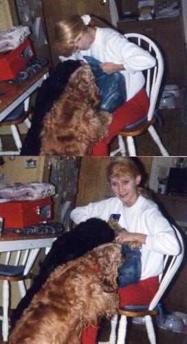 Me with Rainbow and Bubbles at Christmas Time in ' - They loved Christmas time or any time that we come home and have a 'surprise for them.