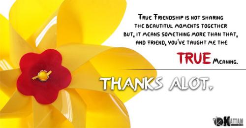 Beautiful quotes - Thue freindship is not sharing the beautiful moments together but ,it means something more than that, and triend, you've taught me the true meaning.