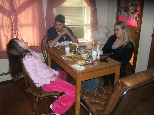 Vicky being silly at the table - silly vicky at the table