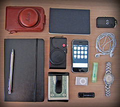 essential things in a purse or hand bag - This shows the essential things one carries