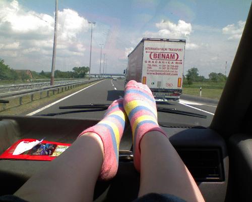 My poor tired legs! - My legs in my car