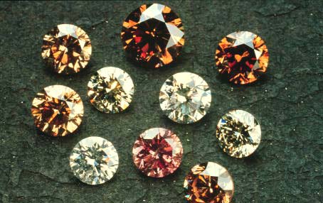 diamonds - These are different colored diamonds. I thought they were precious. I'm not sure, but I think the yellow stone is the hardest to get.