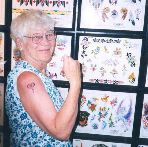 Grama - My grama showing off her tattoo.