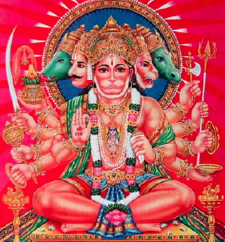 god - pancha muga anchaneya ie. Hanuman with five faces
