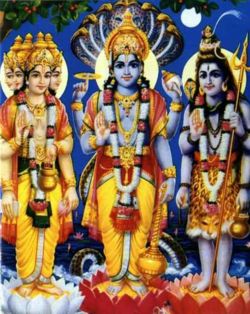 god - lord brama along with vishnu and shiva