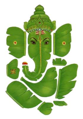 god - lord ganesha made with leaf