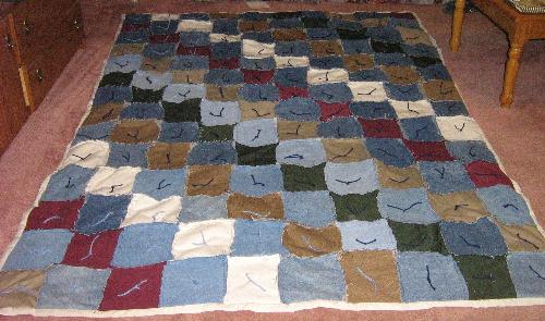 Blue Jean Rag Quilt  - This is a picture of a Blue Jean Rag Quilt that I made for my daughter