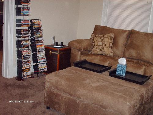 Living Room - Yes, I have a lot of DVDs. In fact, a great many more than show in this photo. I especially love old movies, and some old TV shows. I have all five seasons of 21 Jump Street, and the first three (were there more?) of Outer Limits.