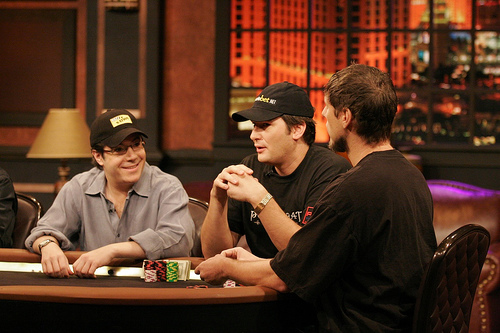 Jamie Gold, Huck Seed and Phil Helmuth - Jamie Gold, Huck Seed and Phil Helmuth sitting at a table during Poker After Dark.